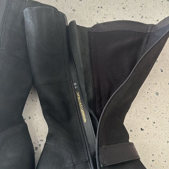 Ecco Women’s Black Leather Tall/Mid Calf Zip Close Regular/Wide Calf Boots Sz 39 - Picture 11 of 16